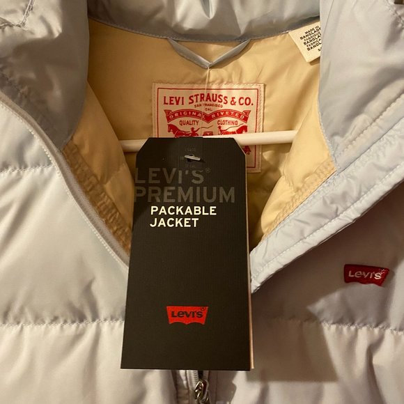 Levi's Light Blue Down Puffer Packable Jacket Coat - Picture 1 of 4